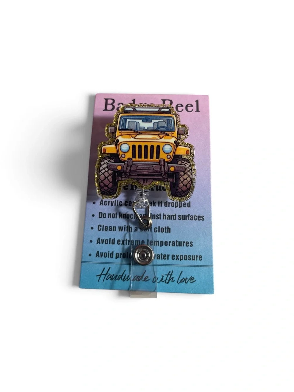 Gold Jeep Badge Reel - Retractable ID Holder
